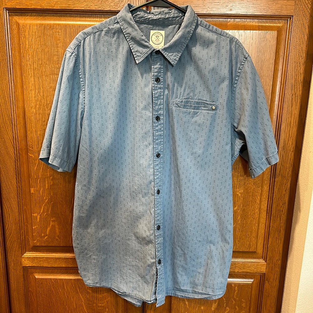 VOYAGER Mens Cotton Denim Short Sleeve Button Down Shirt Size Large